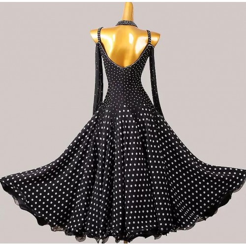 Custom size polka dot competition ballroom dance dresses for women girls kids waltz tango rhythem smooth foxtrot dance long gown foir female